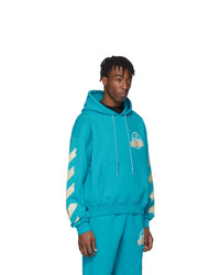 Sweat à capuche turquoise Off-White