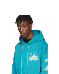 Sweat à capuche turquoise Off-White