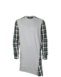 Sweat-shirt à carreaux gris Moohong