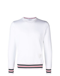 Sweat-shirt à rayures horizontales blanc Thom Browne