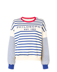 Sweat-shirt à rayures horizontales bleu clair Philosophy di Lorenzo Serafini