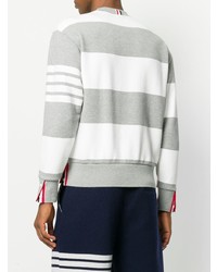 Sweat-shirt à rayures horizontales gris Thom Browne