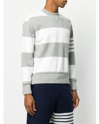 Sweat-shirt à rayures horizontales gris Thom Browne