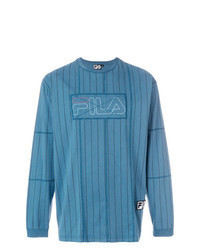 Sweat-shirt à rayures verticales bleu