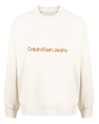 Sweat-shirt brodé beige Calvin Klein Jeans
