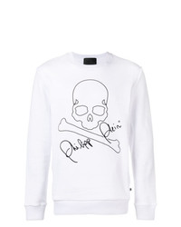 Sweat-shirt brodé blanc et noir Philipp Plein