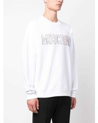 Sweat-shirt brodé blanc Moschino