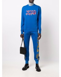 Sweat-shirt brodé bleu VERSACE JEANS COUTURE