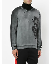 Sweat-shirt brodé gris Pierre Balmain