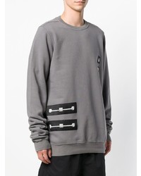 Sweat-shirt brodé gris Rick Owens DRKSHDW