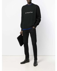 Sweat-shirt brodé noir et blanc Givenchy