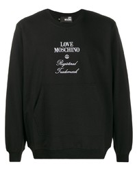 Sweat-shirt brodé noir et blanc Love Moschino