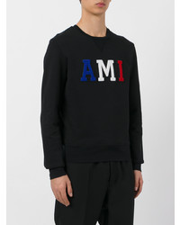 Sweat-shirt brodé noir AMI Alexandre Mattiussi