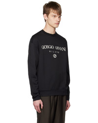 Sweat-shirt brodé noir Giorgio Armani