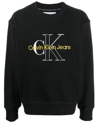 Sweat-shirt brodé noir Calvin Klein Jeans