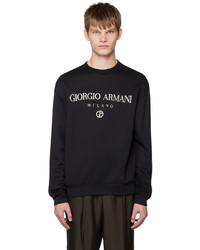 Sweat-shirt brodé noir Giorgio Armani