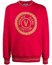 Sweat-shirt brodé rouge VERSACE JEANS COUTURE