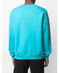 Sweat-shirt brodé turquoise Moschino