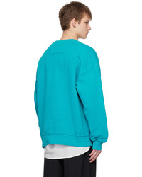 Sweat-shirt brodé turquoise Juun.J