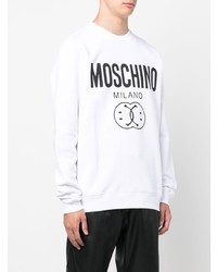 Sweat-shirt en polaire imprimé blanc et noir Moschino