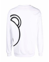 Sweat-shirt en polaire imprimé blanc et noir Moschino