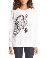 Sweat-shirt en polaire imprimé blanc