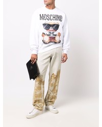 Sweat-shirt en polaire imprimé blanc Moschino