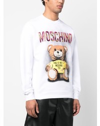 Sweat-shirt en polaire imprimé blanc Moschino