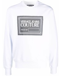 Sweat-shirt en polaire imprimé blanc VERSACE JEANS COUTURE