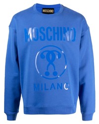 Sweat-shirt en polaire imprimé bleu Moschino