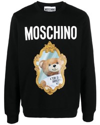 Sweat-shirt en polaire imprimé noir Moschino