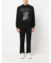 Sweat-shirt en polaire imprimé noir Moschino