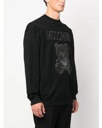 Sweat-shirt en polaire imprimé noir Moschino