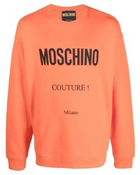 Sweat-shirt en polaire imprimé orange Moschino