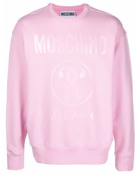 Sweat-shirt en polaire imprimé rose Moschino