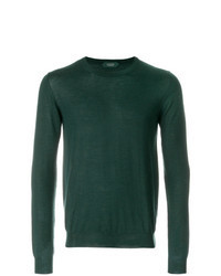 Sweat-shirt en tricot vert foncé