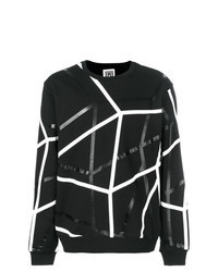 Sweat-shirt géométrique noir et blanc