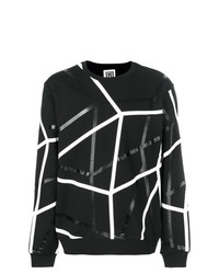Sweat-shirt géométrique noir et blanc Les Hommes Urban
