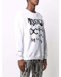 Sweat-shirt imprimé blanc et noir Moschino