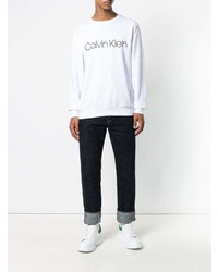 Sweat-shirt imprimé blanc et noir CK Calvin Klein