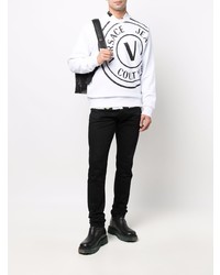 Sweat-shirt imprimé blanc et noir VERSACE JEANS COUTURE