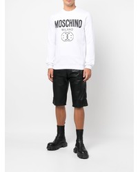 Sweat-shirt imprimé blanc et noir Moschino