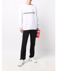 Sweat-shirt imprimé blanc et noir Calvin Klein Jeans