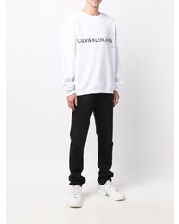 Sweat-shirt imprimé blanc et noir Calvin Klein Jeans