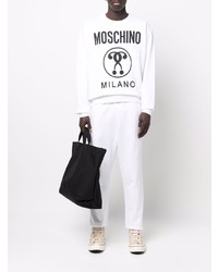 Sweat-shirt imprimé blanc et noir Moschino