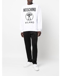 Sweat-shirt imprimé blanc et noir Moschino