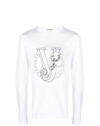 Sweat-shirt imprimé blanc et noir Versace Jeans