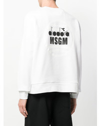 Sweat-shirt imprimé blanc et noir MSGM