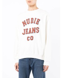 Sweat-shirt imprimé blanc et rouge Nudie Jeans