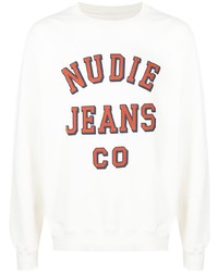 Sweat-shirt imprimé blanc et rouge Nudie Jeans